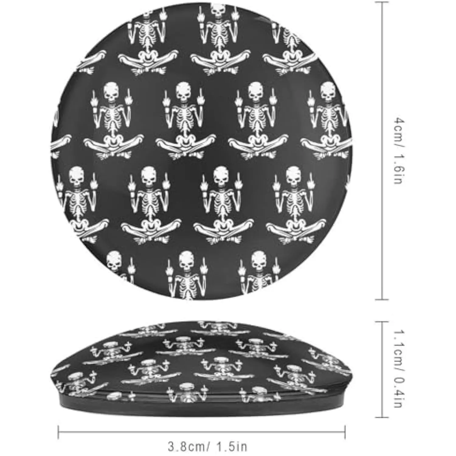 Meditation Skeleton Middle Finger PopSocket Grip Funny Goth Decor Circular Compact Mirror Sticker Accessory