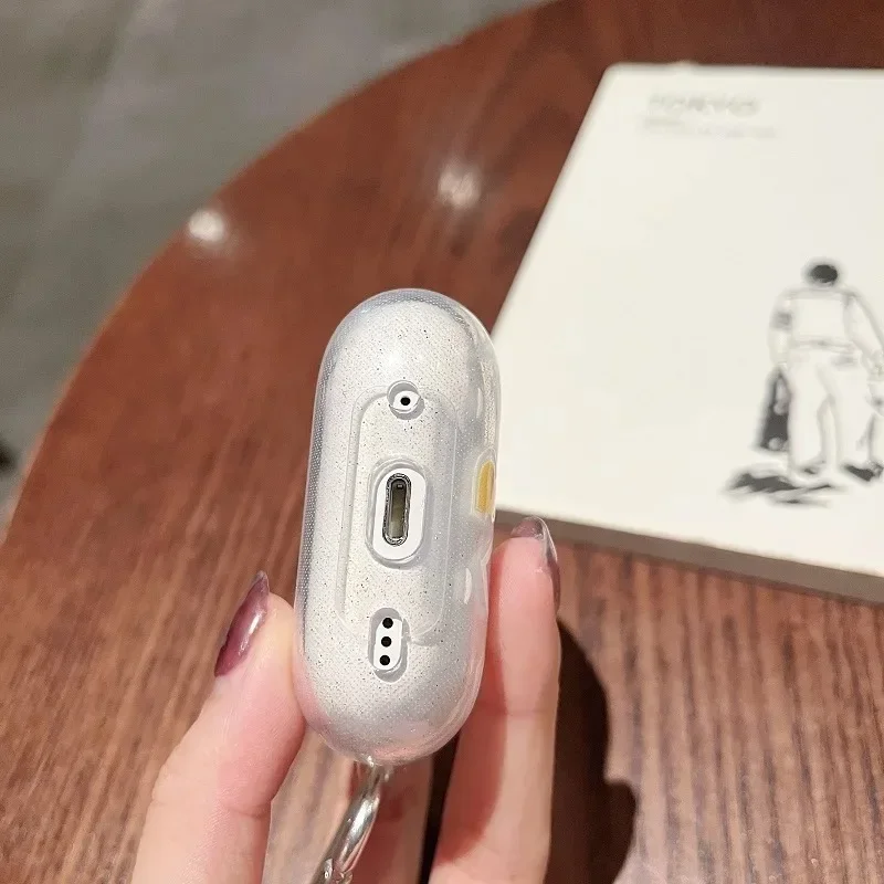 ل AirPods 4 حافظة بريق لامعة الكرتون لينة غطاء سيليكون ل AirPods 3 1 Pro 2nd الفتيات الملونة القلب سماعة صندوق شحن