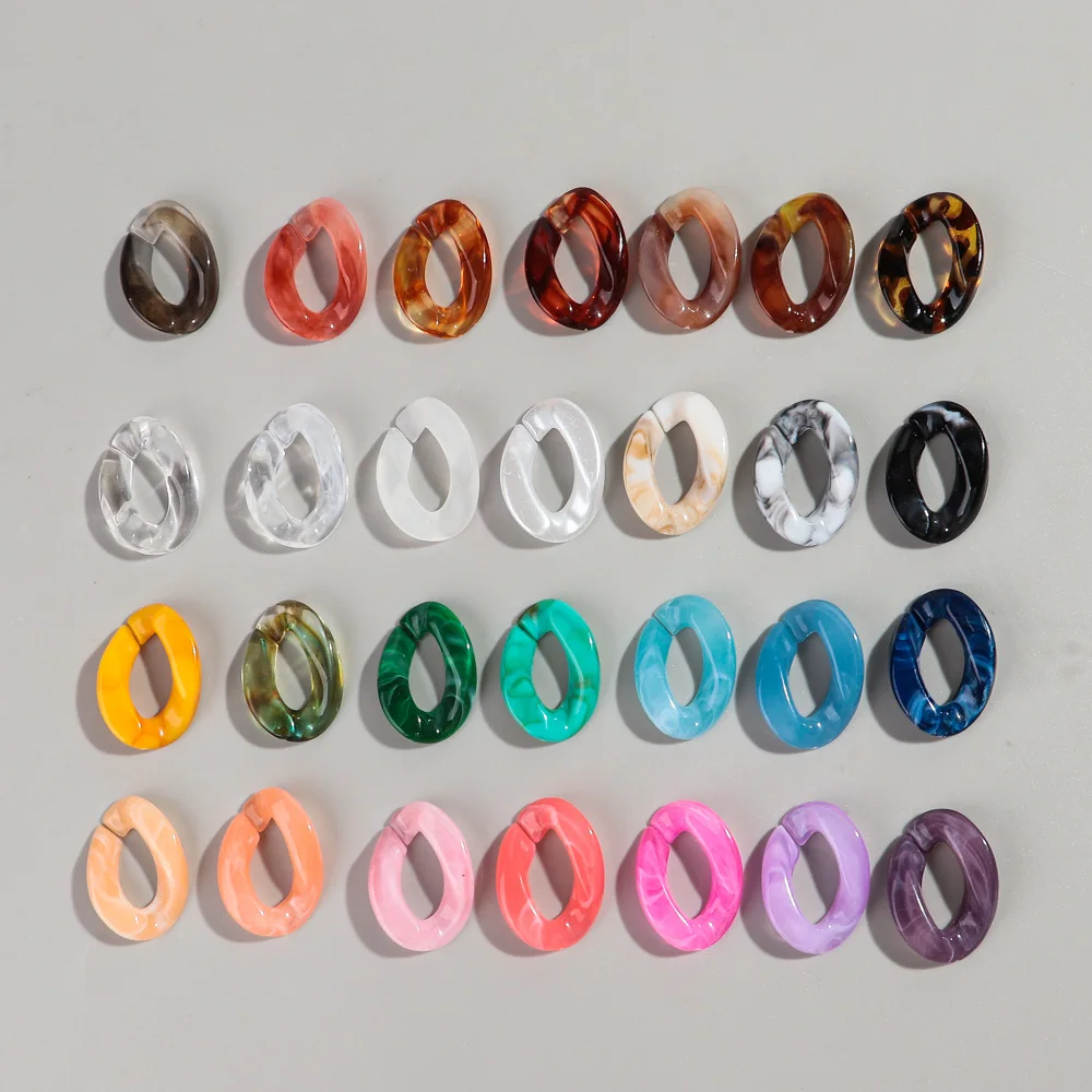 30pcs 20x30mm Acrylic Dual Color Cuban Link Chain Loose Beads for Bracelet Necklace Glasses Chain Making DIY Jewelry Accessories