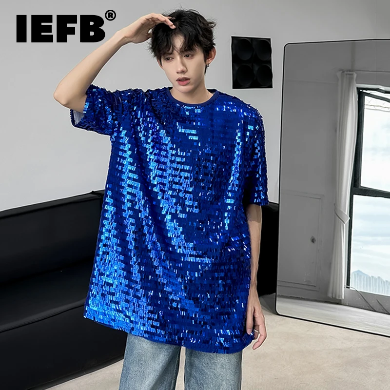 IEFB New Summer Men\'s T-shirts Fashion Seqiun Casual Round Neck Short Sleeve Pullover Male Clothing Niche Style 2024 9C6593