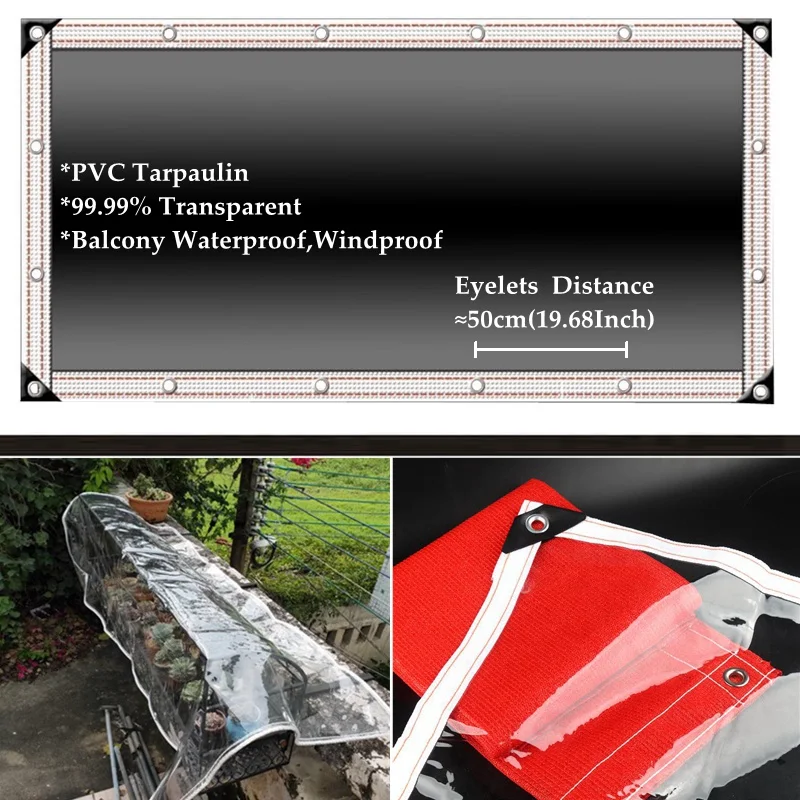 0.35mm 99.9% Transparent PVC Tarpaulin Pergolas Canopy Clear Window Waterproof Rain Shelter Cover Cloth Balcony Rainproof Screen