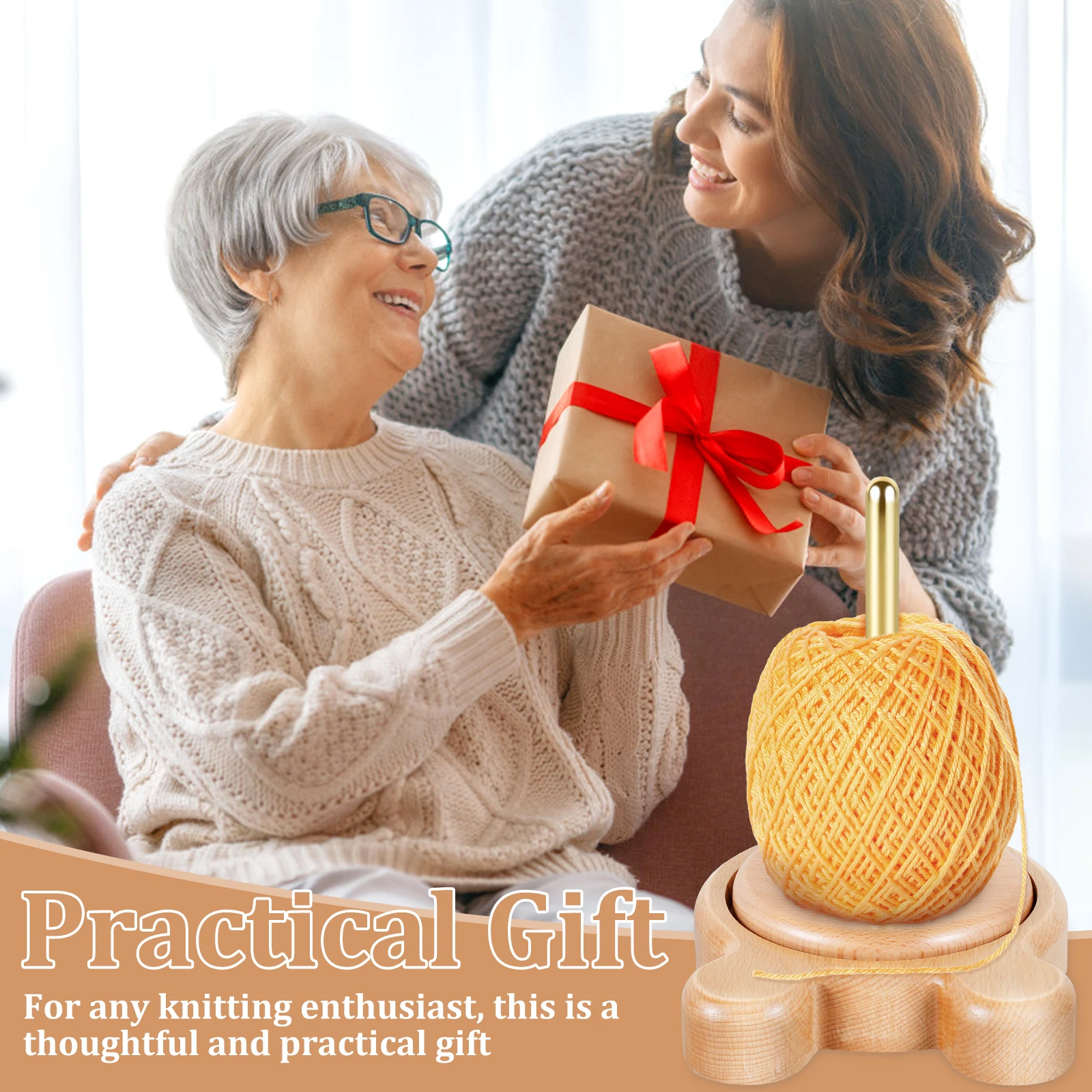 حامل الغزل الخشبي موزع المحمولة خشب الزان الغزل المغزل موزع مستقر دائم خيوط كروشيه حامل الكرة للحرف الفنية #3