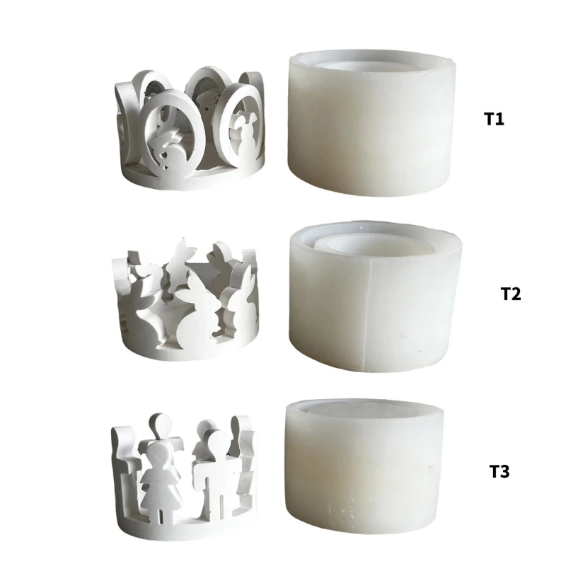 Rabbit Lamp Silicone Mold Tealight Candle Shades Moulds Gypsum Ornament Molds Silicone Texture for Hand-Making Ornament