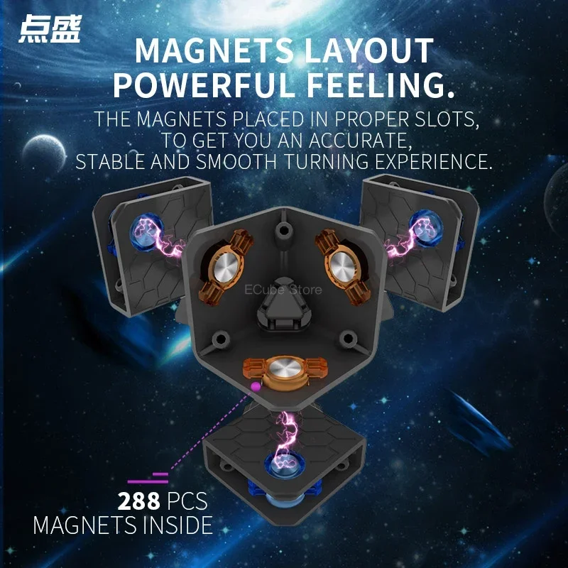 [ECube] DianSheng 12M Cube de vitesse magique magnétique sans autocollant jouets Fidget professionnels DianSheng Galaxy 12x12 Cube de Puzzle magique