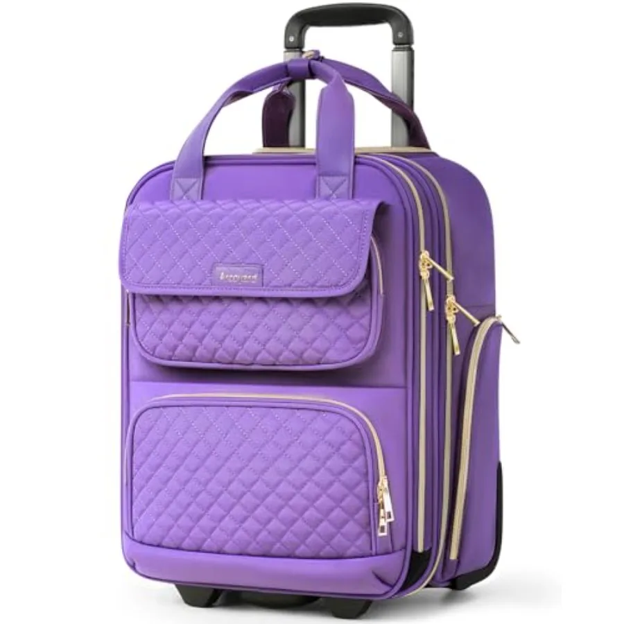 

Underseat Carry On Luggage with Wheels Airline Approved Personal Item Luggage 16-Inch Multi-functional Underseat Luggage Lightw