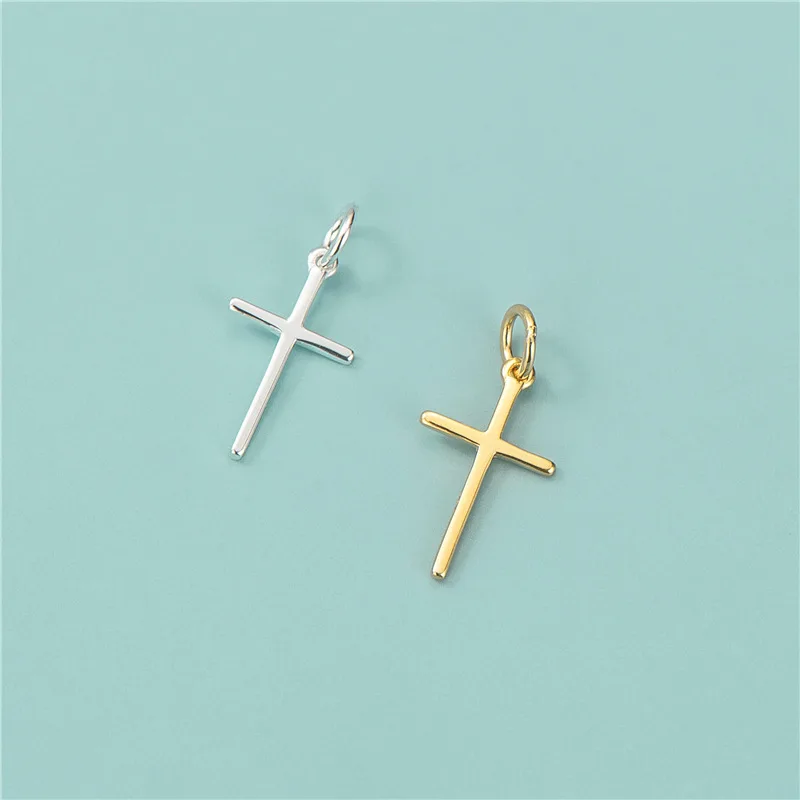 TrustDavis Real 925 Sterling Silver Fashion Faith Cross Charm Pendant Handmade DIY Accessories Fine Jewelry Wholesale HY421