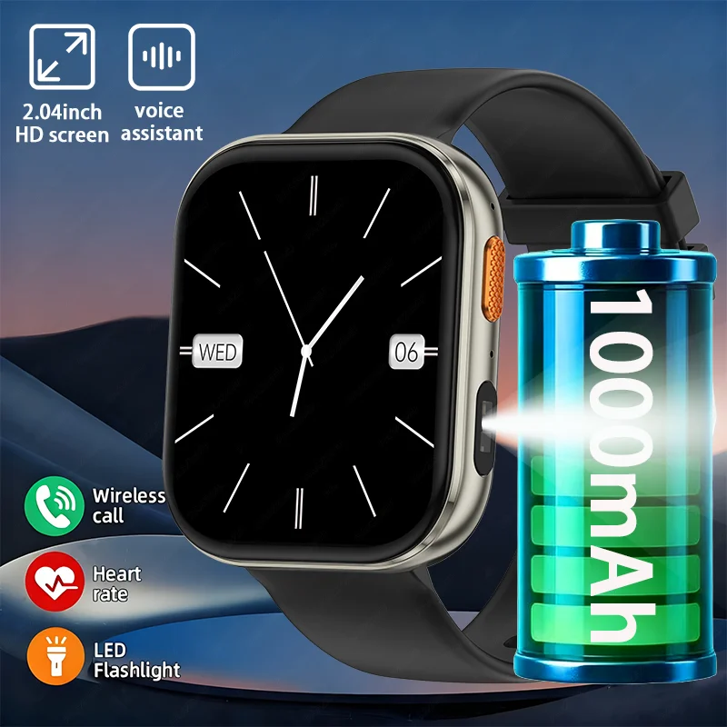 

Military Grade Smartwatch Men LED flashlight Waterproof Sports Fitness Tracker Health Monitor BT Call Smartwatch For Android iOS