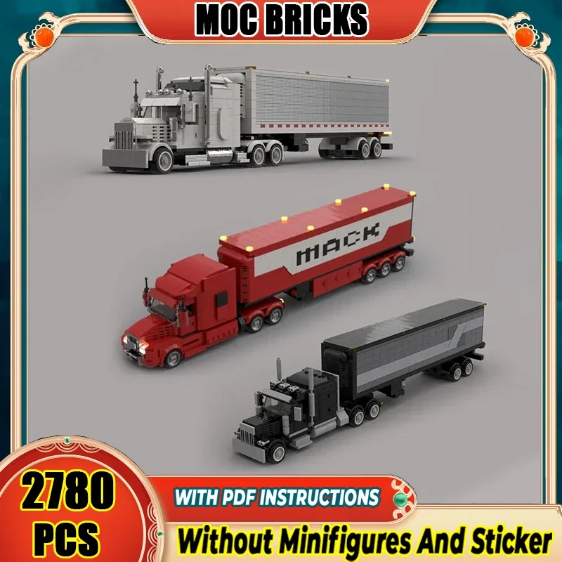 

City Cars Series Moc Building Bricks Truck with Trailer Model Technology Modular Block DIY Assembly Toy Holiday Gifts