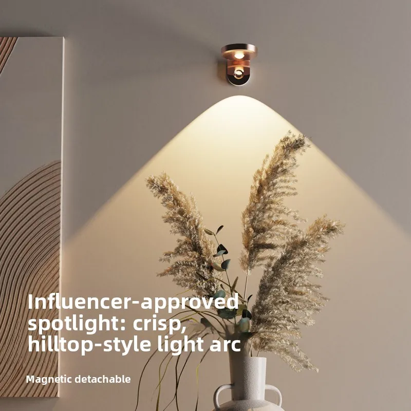 Rechargeable wireless spotlight remote control without punching background wall painting light installation induction