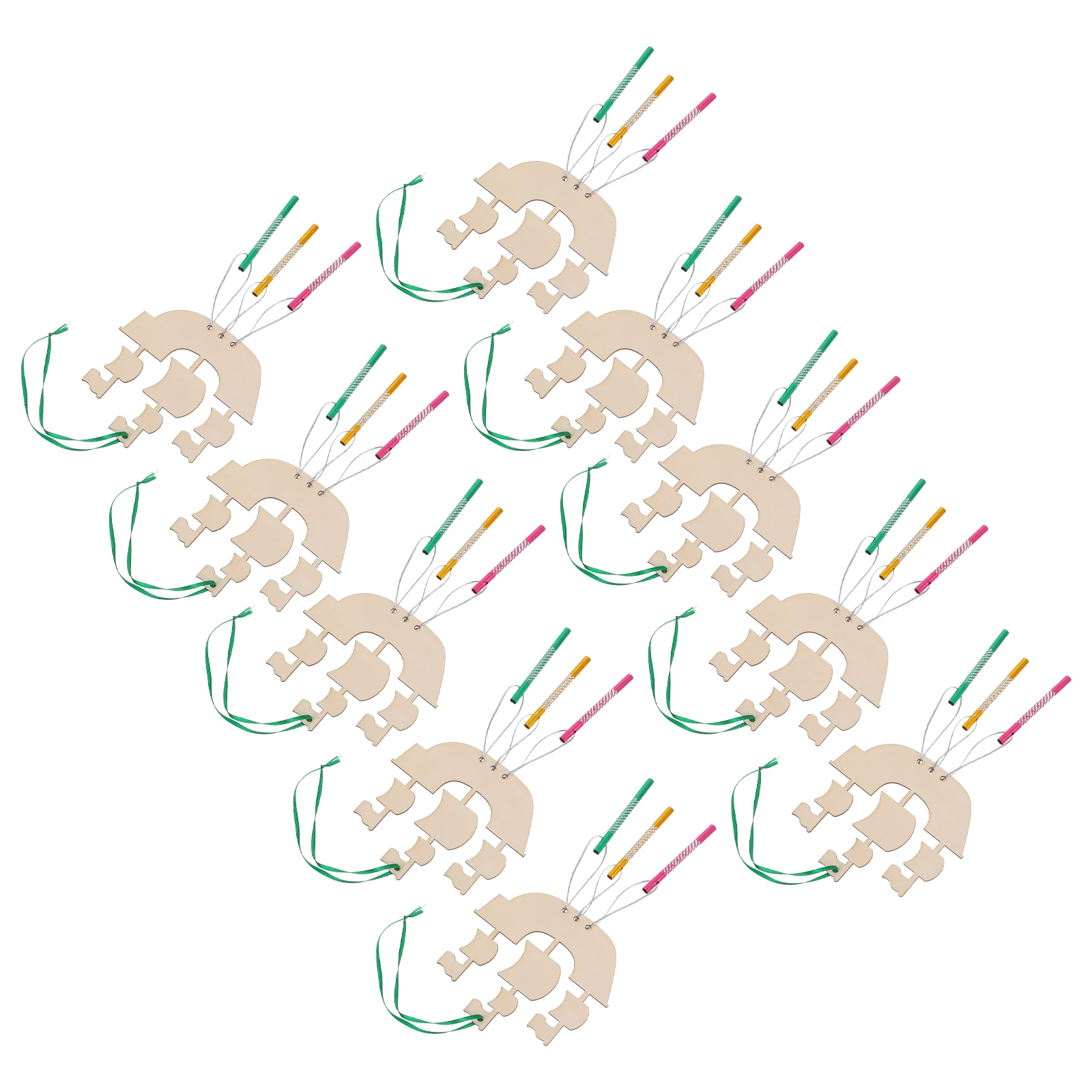 مجموعة واحدة من أدوات رنين الرياح المراكب الشراعية DIY للأطفال، مجموعة أدوات يدوية خشبية قابلة للطلاء، ديكور رنين الرياح لحديقة المنزل