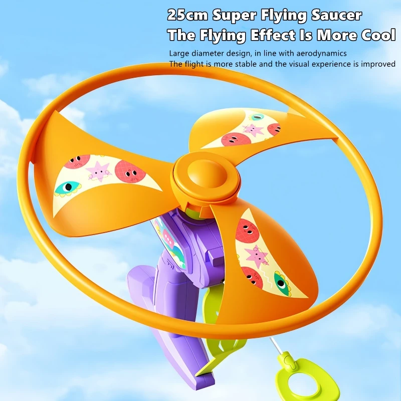 Children Pull-Line Flying Saucer Launcher No Needed Battery Kids Outdoor Sports Fun Educational Game Toys Gifts For Boy Girls