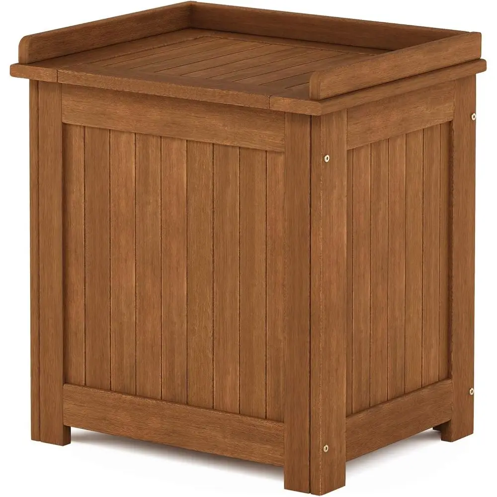 

Outdoor Hardwood Storage Box Small Deck with Attractive Bench Seat and Reinforced Lid for Outdoor Backyard Patio