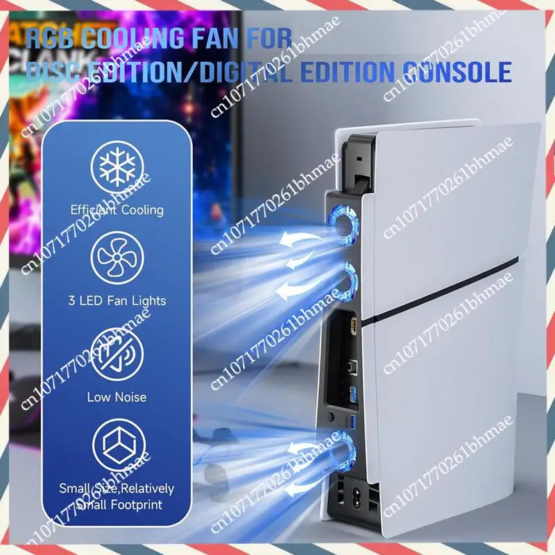 -A21Z RGB ventilateur de refroidissement pour Console PS5 mince avec 3 ventilateurs USB 3.0 Port système de refroidissement silencieux pour Sony PS5 mince pièces de rechange Par