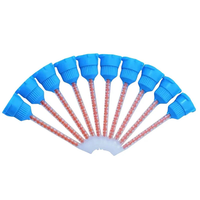 50Pc/Bag 10:1 Dental Impression Mixing Tips Disposable Blue Dental Silicone Lab Conveying Mixing Tube Head Nozzles Dentist Tools