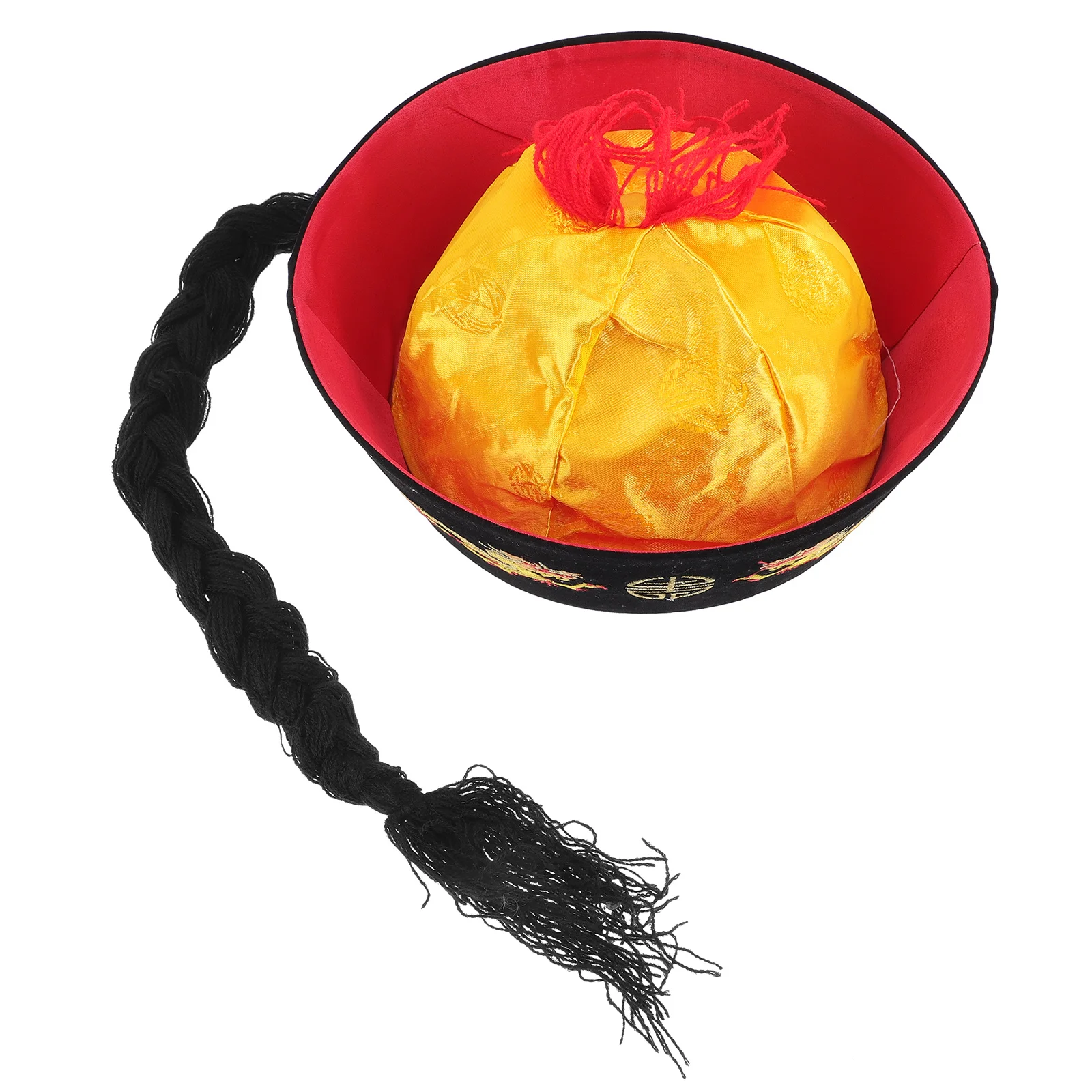 

Qing Style Braids Hat Asian Ancient Oriental Ponytail Costume Hat For Cosplay Party Festival Performance Decorative