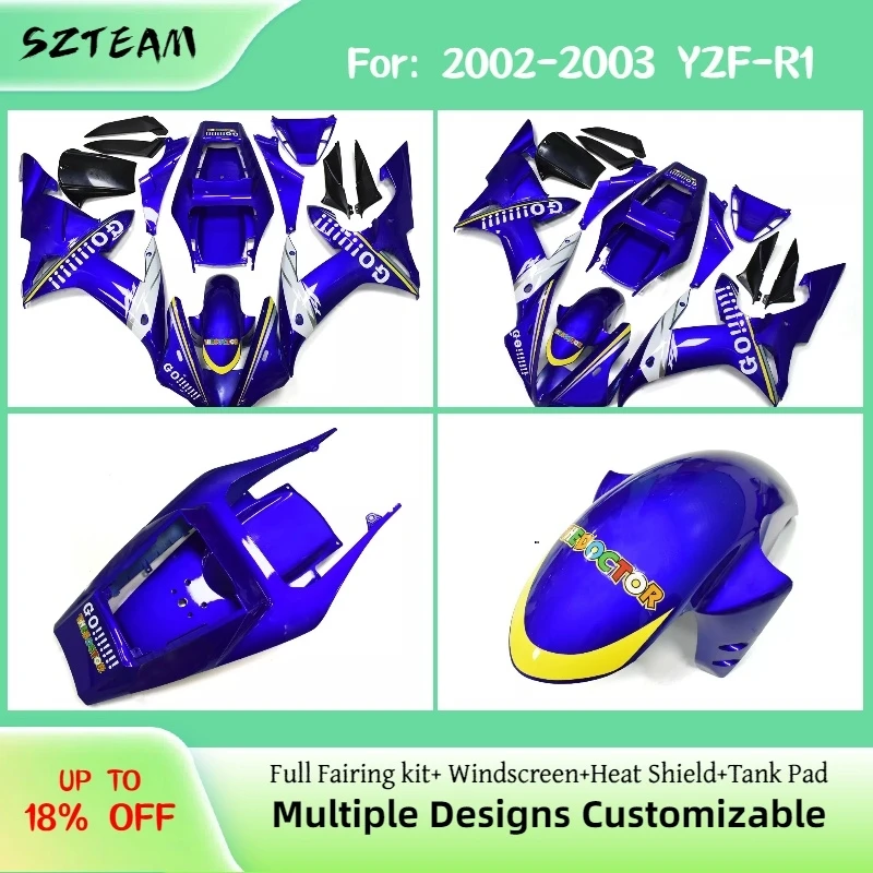 

Комплект обвесов для мотоцикла YAMAHA YZF-R1 2002-2003, аналог, из АБС-пластика, литье под давлением, для спортивных мотоциклов