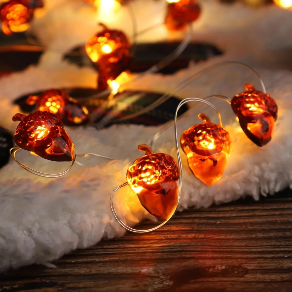 1 قطعة 20/30 LED الجوزة سلسلة أسلاك نحاسية أضواء بطارية تعمل بالطاقة الخريف جارلاند ديكور الجنية مصباح للمنزل الجدول هالوين ديكور #4