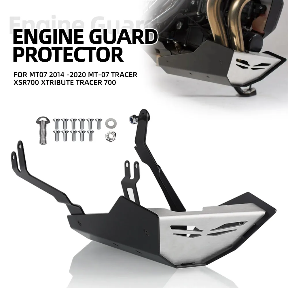 Black Engine Guard Protector Lower Chin Fairing Spoiler Cover For YAMAHA MT07 2014 -2020 MT-07 Tracer XSR700 XTribute TRACER 700