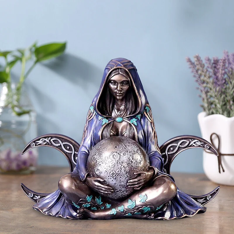 Millennial Gaia Figurine Nature Resin Mother Earth Statue Witchy Room Altar Spiritual Home Garden Decorative Goddess Sculpture