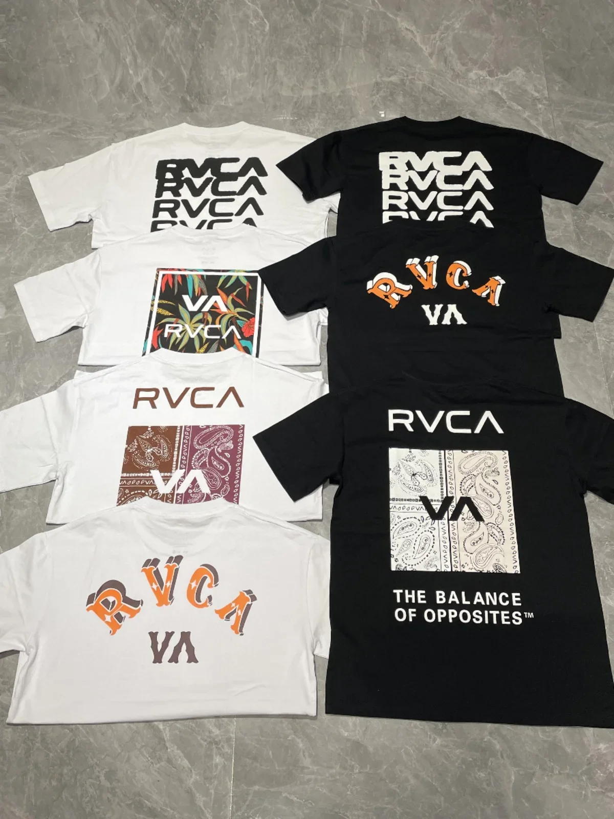 

25 Summer New Dayline RVCA Surfboard Street Personality with Big Print Round Neck All Cotton Short Sleeve T-shirt Cotton Top Tee