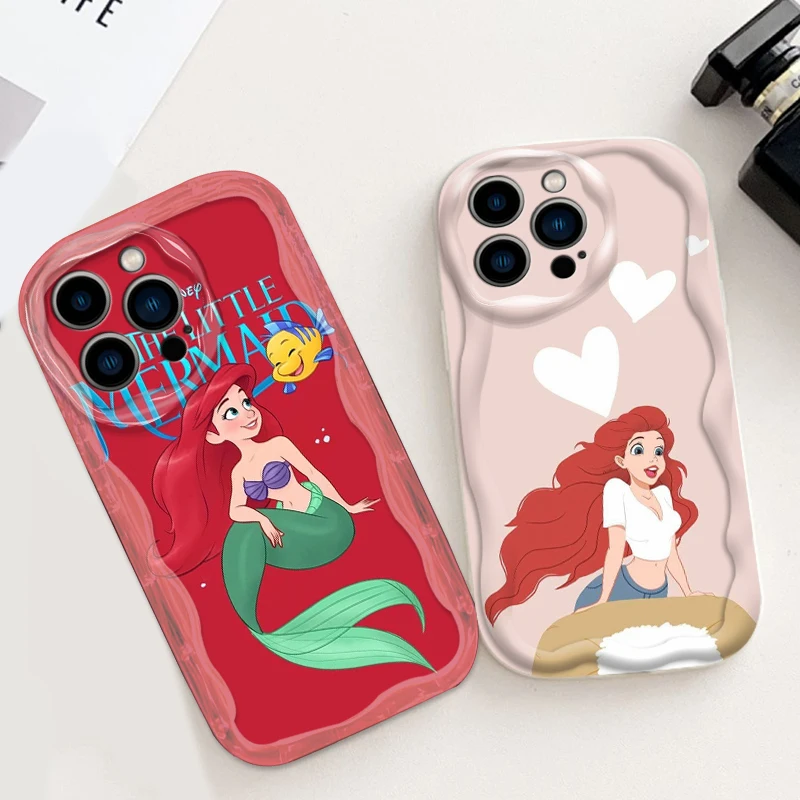 Little Mermaid Disney Cartoon For Apple iPhone 15 14 13 12 11 XS XR X Pro Max Plus Wave Oil Funda Phone Case