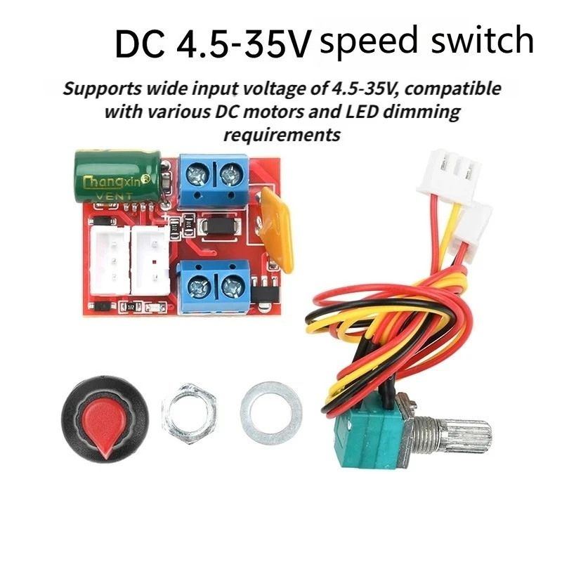 diymore Mini PWM DC Motor Speed Controller Module 3 -35V 5A Max 90W Speed Control Adjustable Potentiometer Switch LED Dimmer