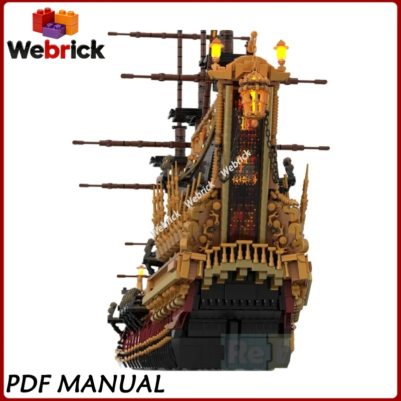 

MOC Classic Pirate Ship Building Blocks Queen Revenge Historical Vessel Model Bricks Gift