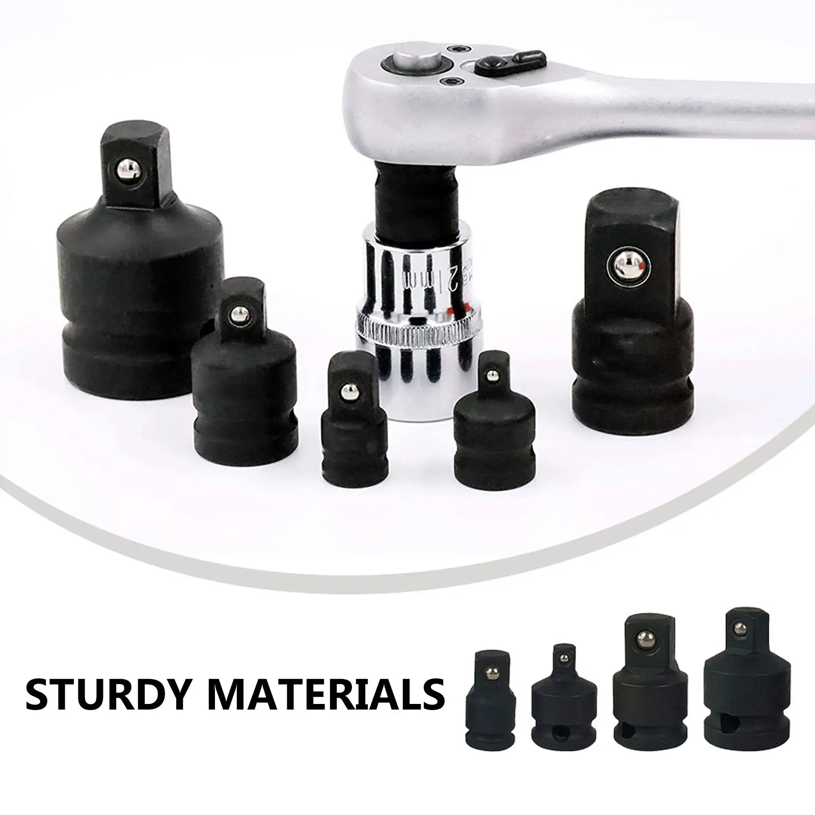 

4pcs Impact Socket Adapter Set Durable 42Cr-Mo Universal Joint Sleeve Reducer Black Anti-Corrosion High Strength Heat Treated