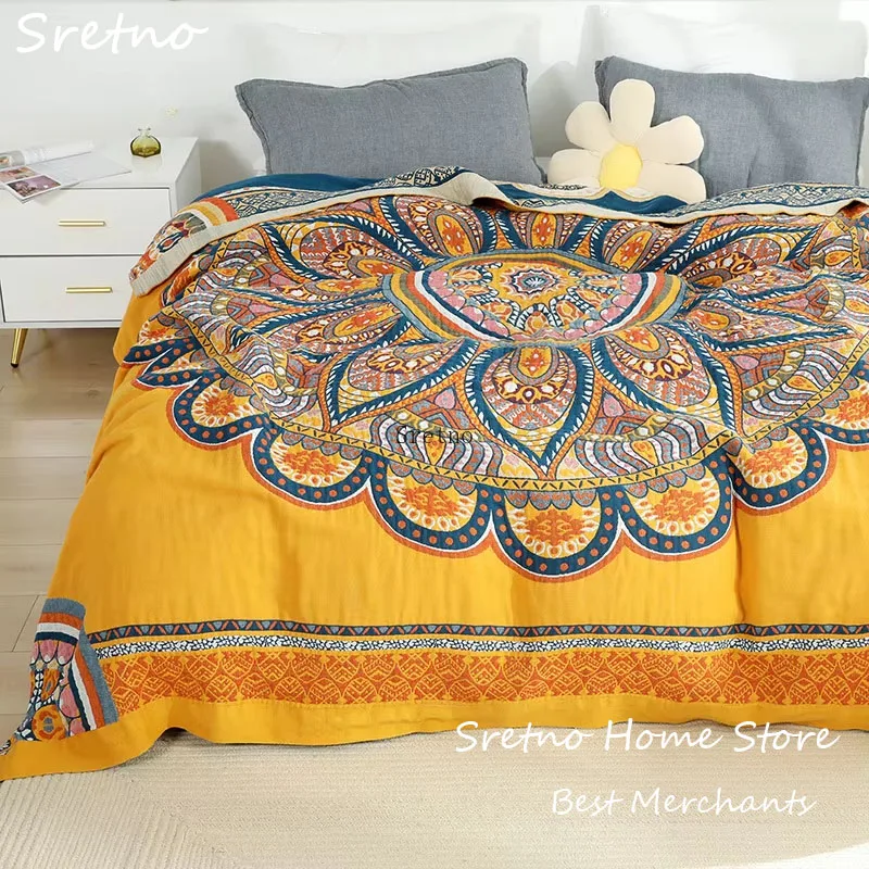 SRETNO Multi Layer Pure Cotton Gauze Towel, Sofas Blankets, Summer Cooling Blanket Air Conditioning Blanket, Office Nap Blankets