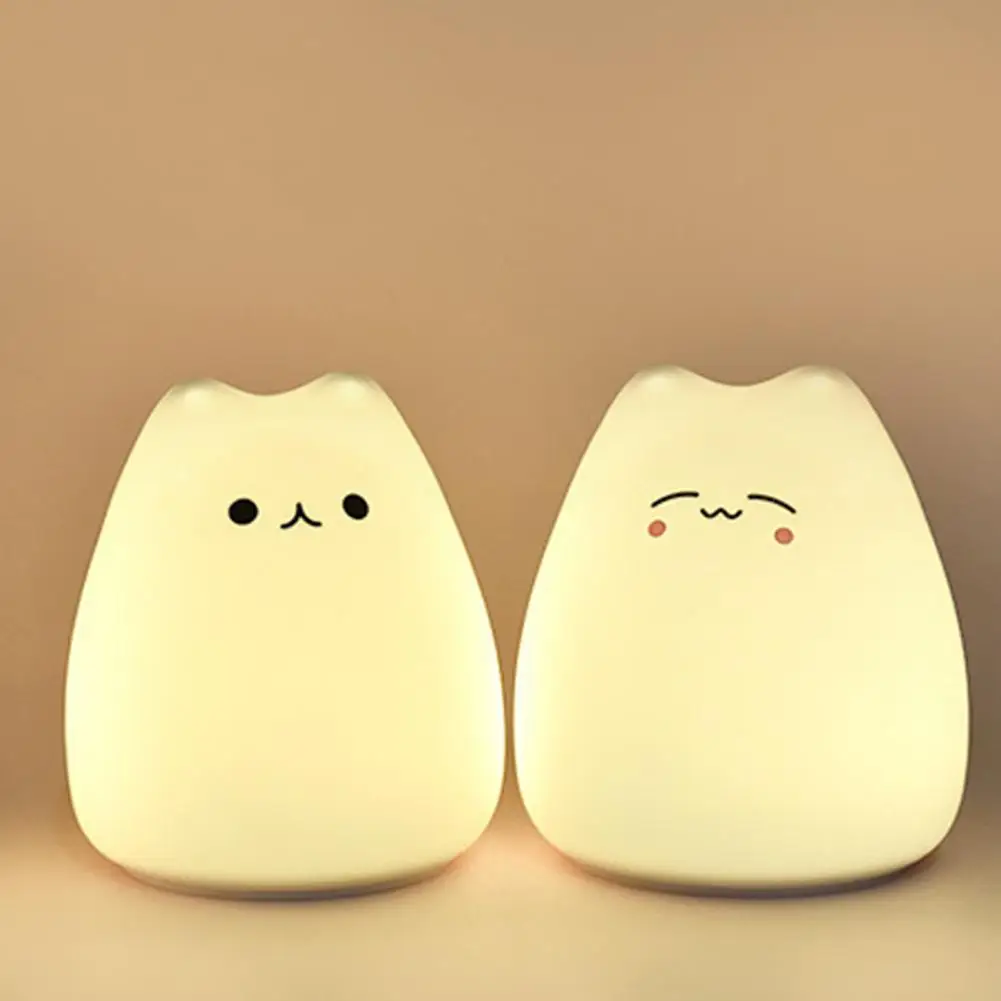 Night Lamp Powered Adorable Appearance Non-Glaring Silicone Funny Cat LED Night Light Desktop Lamp Decor for Home