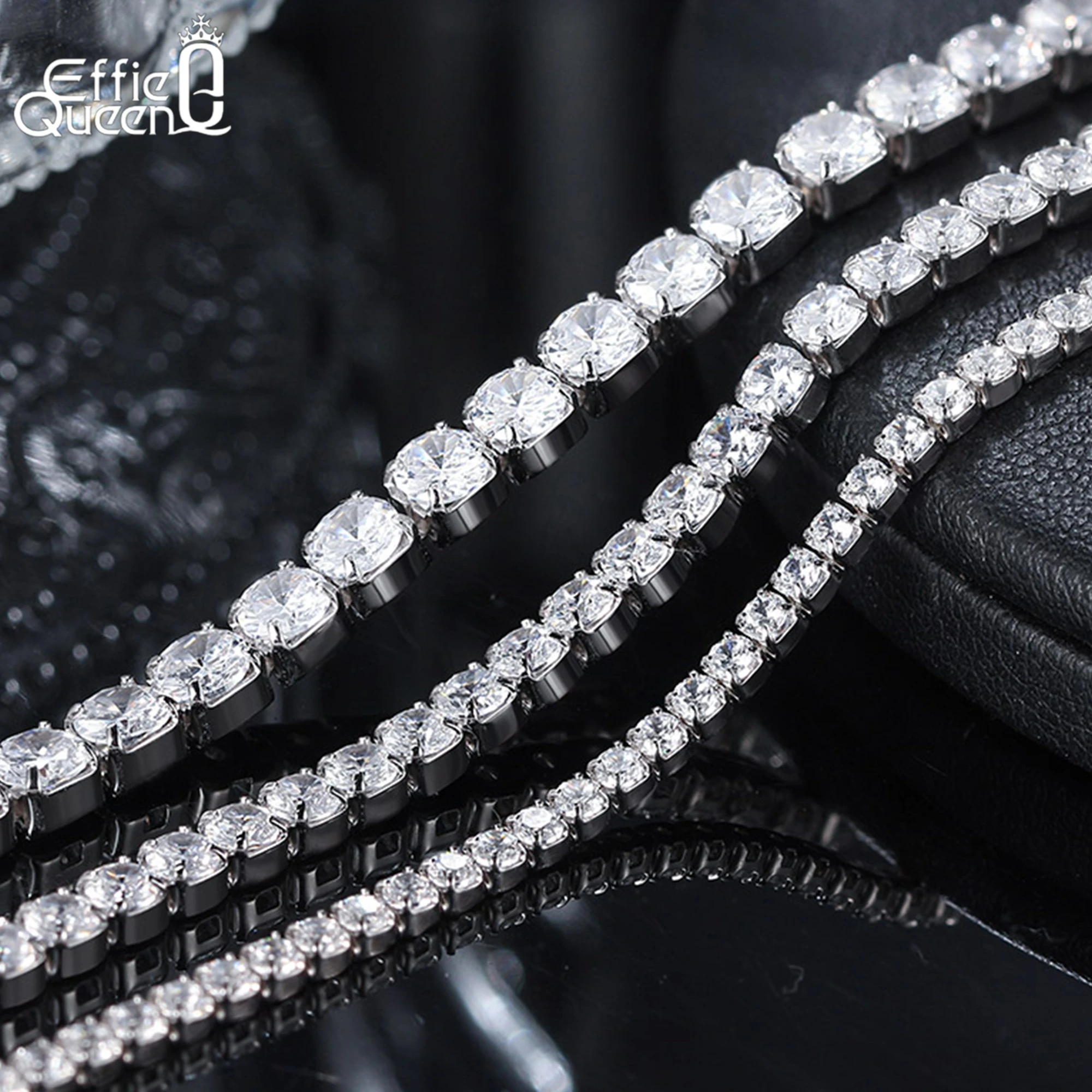 

EFFIE QUEEN 100% серебро S925, 2 мм/3 мм/4 мм, родиевое покрытие, круглый цирконий, теннисная цепочка, браслет, банкетные украшения для женщин SB91