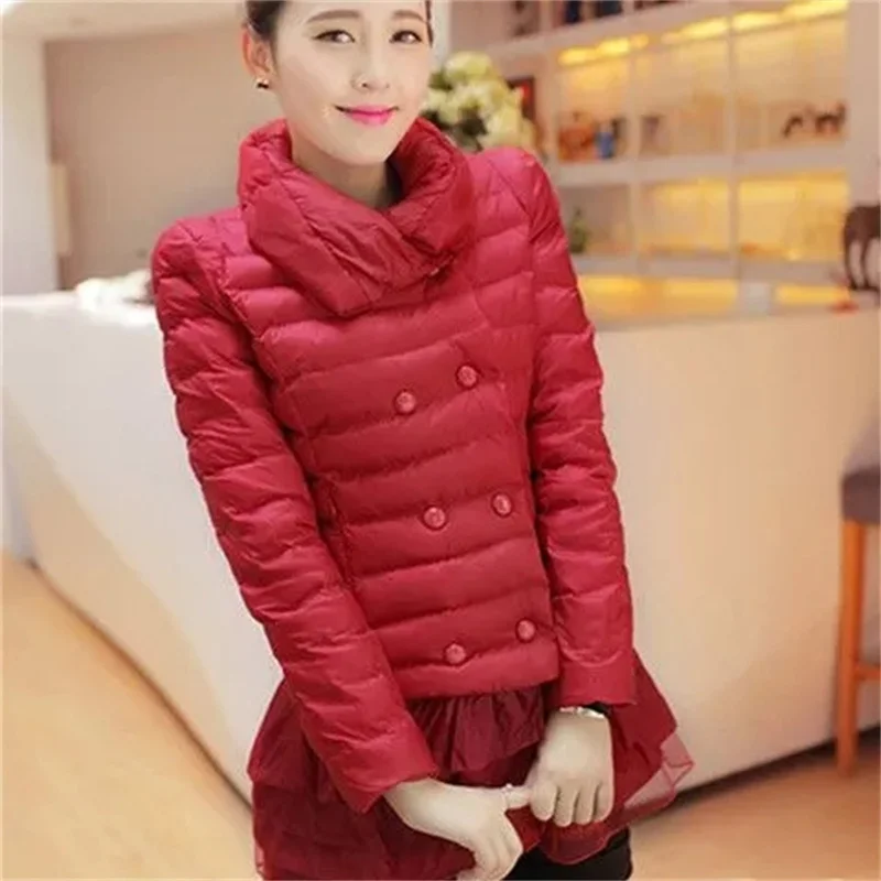 Women Down Cotton Jacket 2023 Autumn Winter New Female Double Breasted lapel With Thickened Warm Parkas 4XL