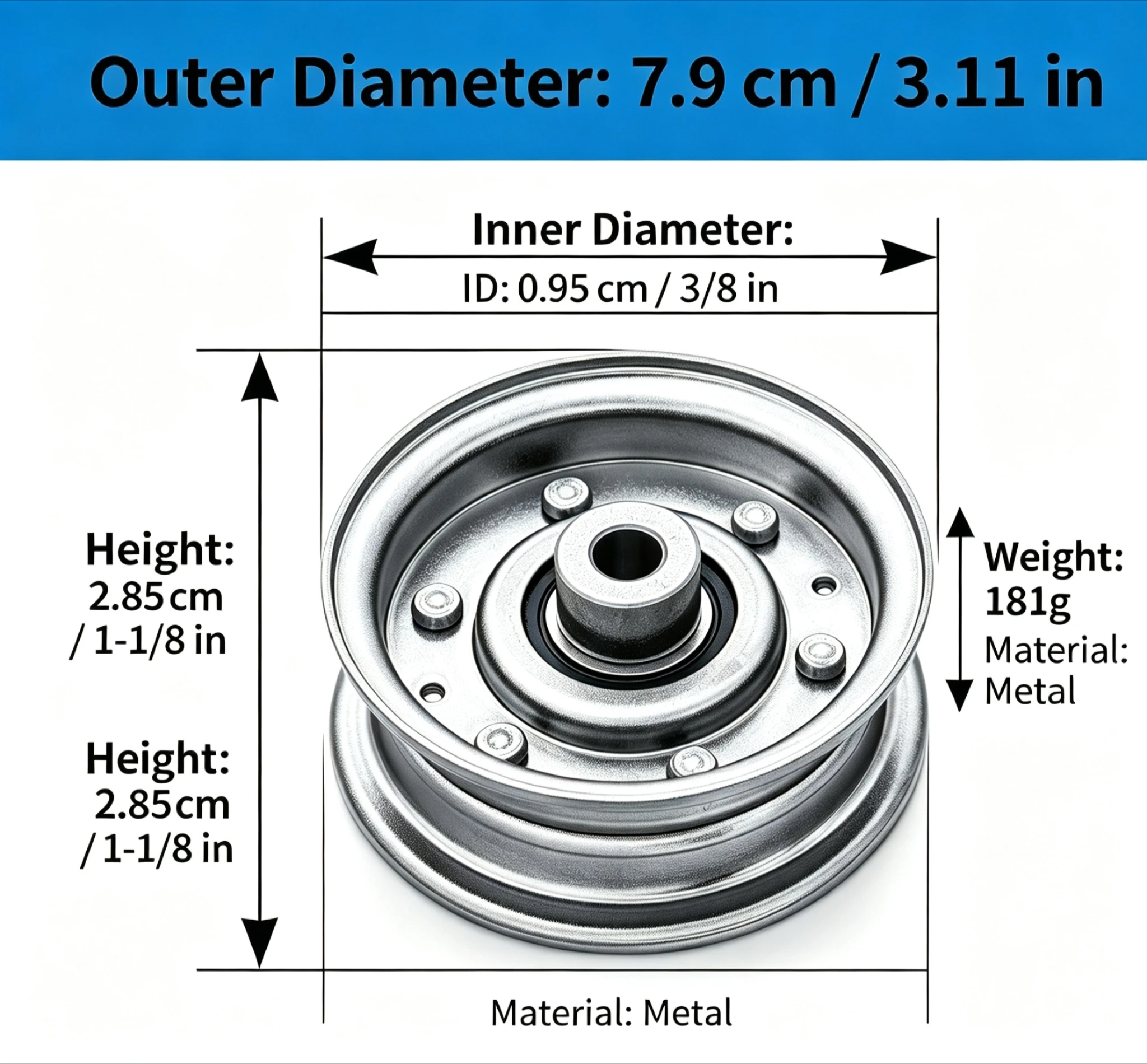 1Pcs Mower Single Slot Idler Pulley 756‑04224 756‑0981 956‑0981 Metal Replacement Pulley For Cub Cadet MTD Troy‑Bilt