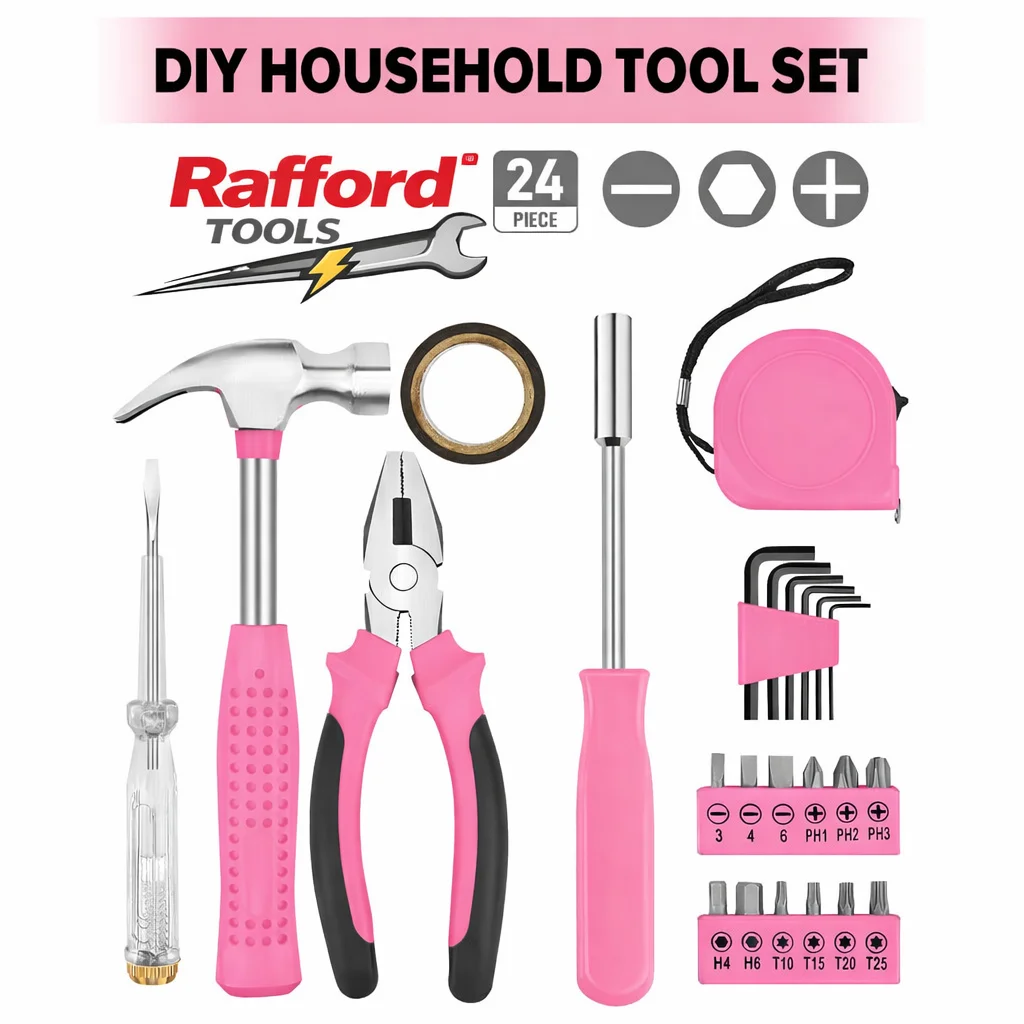 

Rafford24pcs Home DIY Tool Kit for Household, Office & Garage - General Repair Small Hand Tool Set with Storage Case
