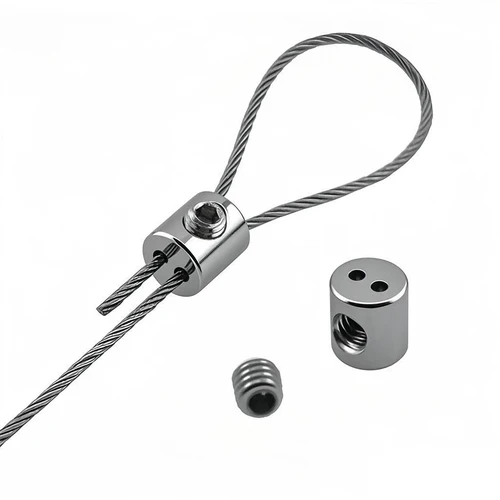 Imagen 2 del producto Abrazadera de cuerda de alambre de acero, Clip colgante de Cable de acero inoxidable, tornillos ajustables de doble orificio, accesorios de Hardware fijo, 10 Uds.