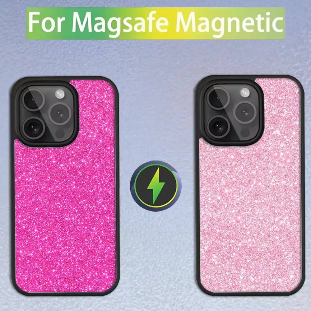 

Pink Glitter Pattern Phone Case For iPhone 16,15,14,13,12,11,Pro,Max,Plus,Mini,SE Magsafe Magnetic Wireless Charging