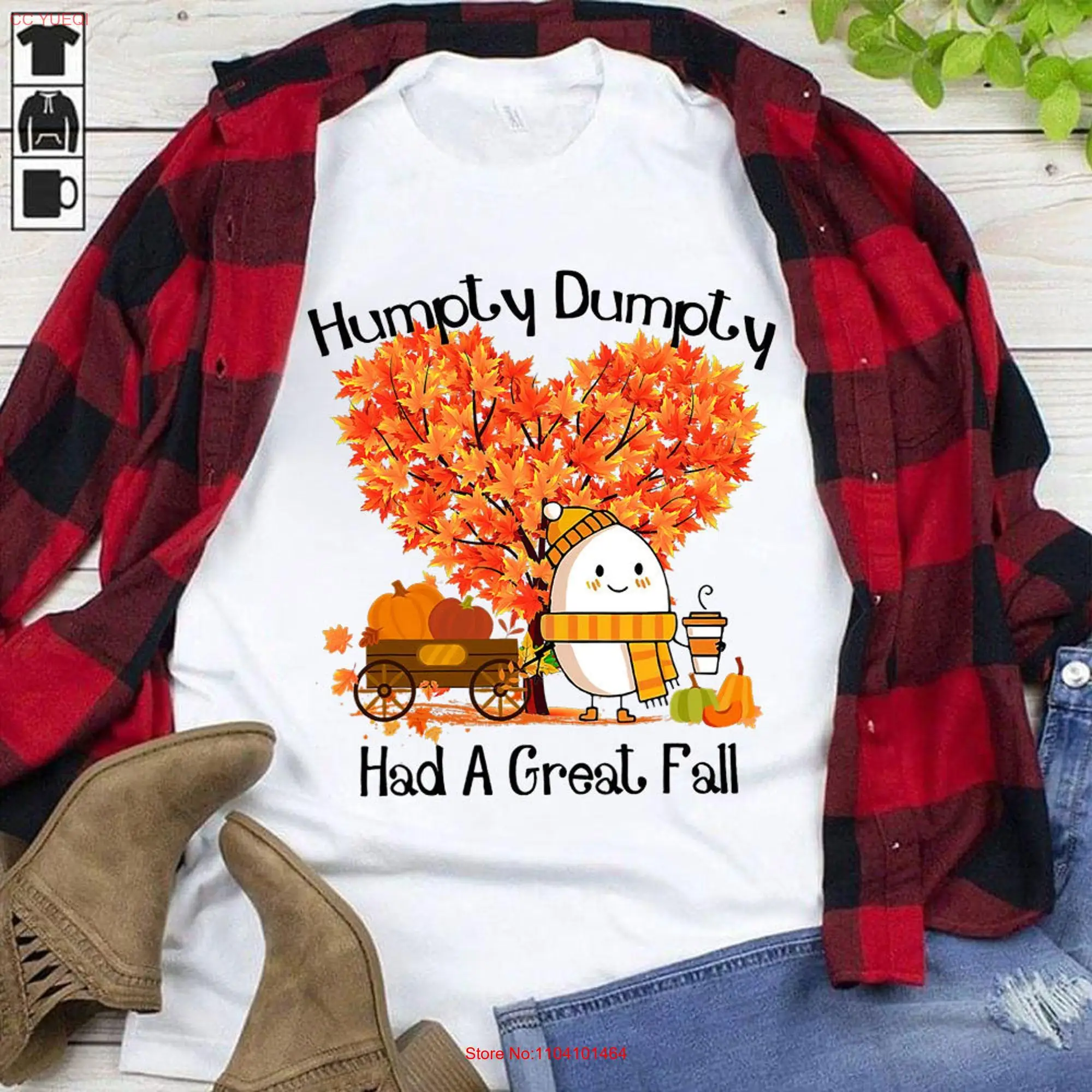 Thanksgiving T Shirt Party Humpty Dumpty Had A Great Fall long or short sleeves