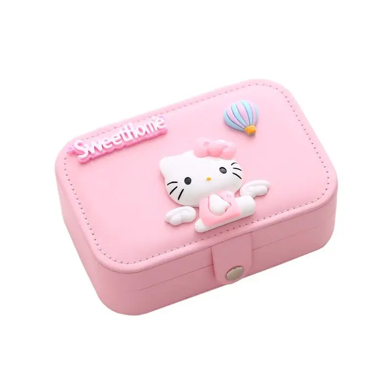 Hello Kitty anime cartoon peripheral girls cute jewelry box kawaii jewelry earrings earrings necklace storage box gift wholesale