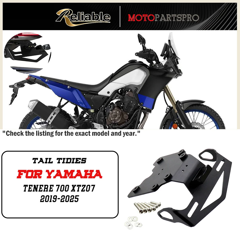 

Moto Registration Plate Holder with LED Turn Light License Plate Bracket Tail Tidy Fender For Yamaha Tenere 700 XTZ07 2019-2025