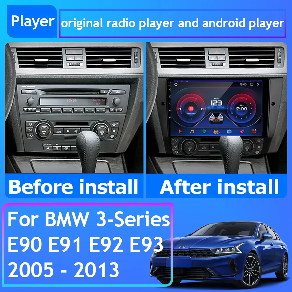 For BMW 3-Series E90 E91 E92 E93 2005 - 2013 Car Radio Carplay GPS Navigation Android Auto 4G Unit BT No 2din DVD Bluetooth Wifi