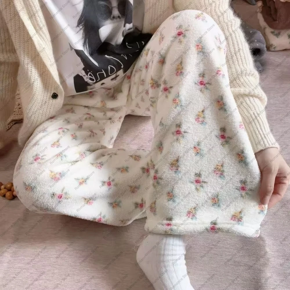Damen-Flanell-Pyjamahose für Herbst und Winter, warm, locker, gerade geschnitten, Heimhose, warme Hose, 2026, entspannter neuer Stil – Detail 6