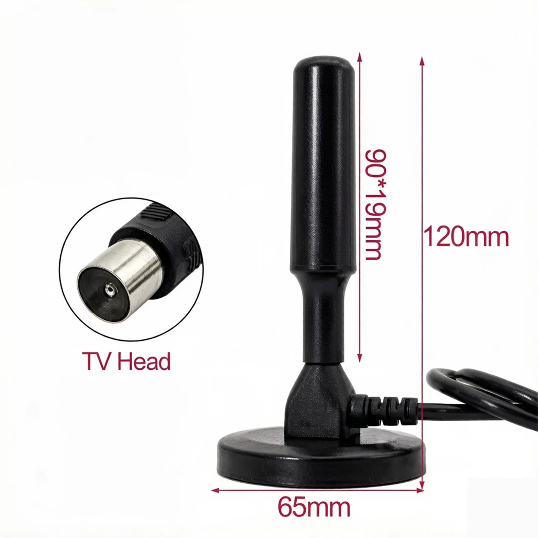 1pc DVB-T/FM TV Antenna 20dbi High Gain Dual Band Indoor Aerial Sucker Base 3m Cable IEC TV Connector