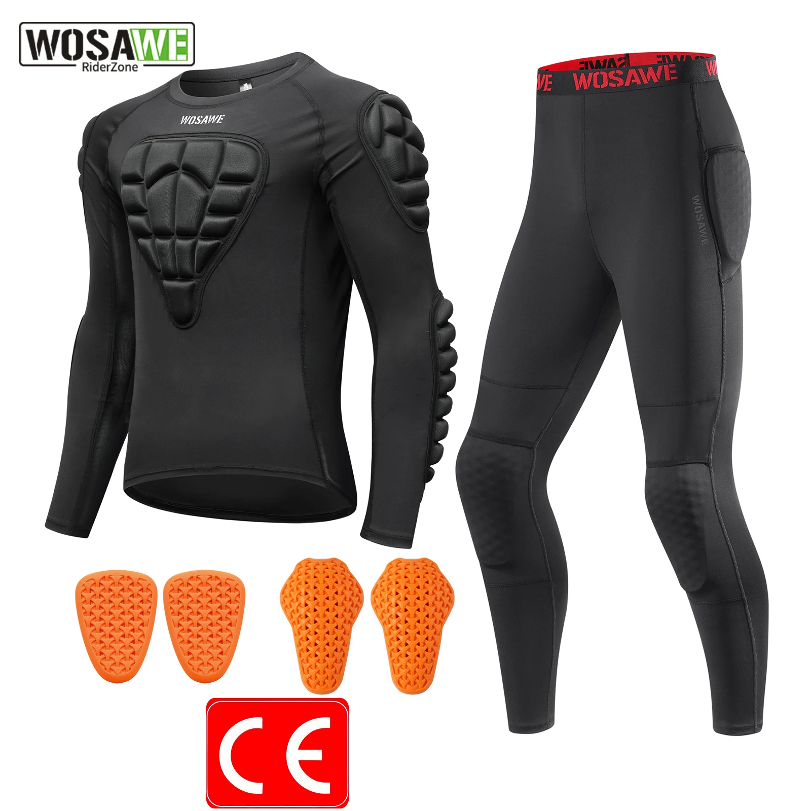 

WOSAWE Motorcycle Armor Protector Motocross Jacket Base Layer Pants Compression Shirts Motorbike Body Protective Bike Gear Suits