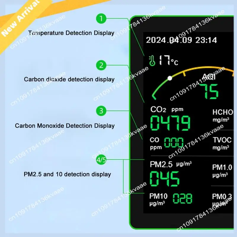 M01K Tuya Wifi 15 en 1 Detector de calidad del aire portátil para el hogar AQI PM0.3 PM1.0 PM2.5 PM10 CO CO2 TVOC HCHO probador con montaje
