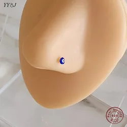 Blue evil eye nose stud for women 925 sterling silver rhinestone nose piercing jewelry hypoallergenic body piercing jewelry