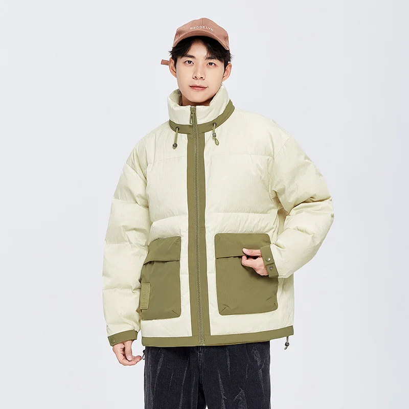 Semir Down Jacket Men Trend Letter Jacket Winter 2022 New Color Contrast Stitching Lovers Clothes