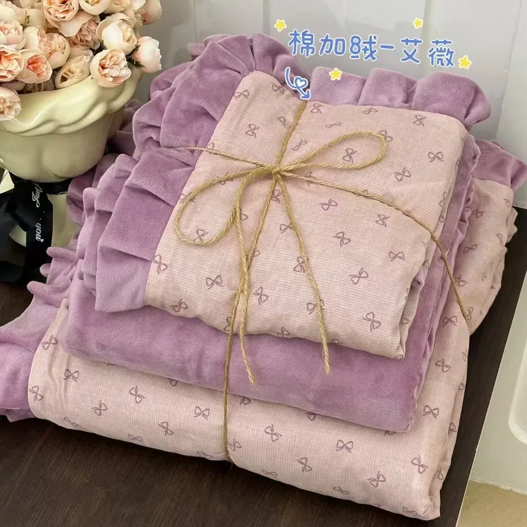 Customizable Korean cotton velvet four-piece winter dormitory