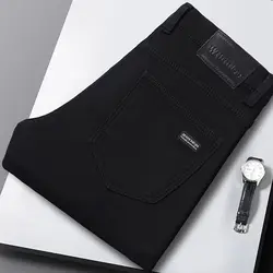 Wthinlee New Business Men's Jeans Casual Straight Stretch Fashion Classic Blue Black Work Denim Trousers Male Brand Clothing