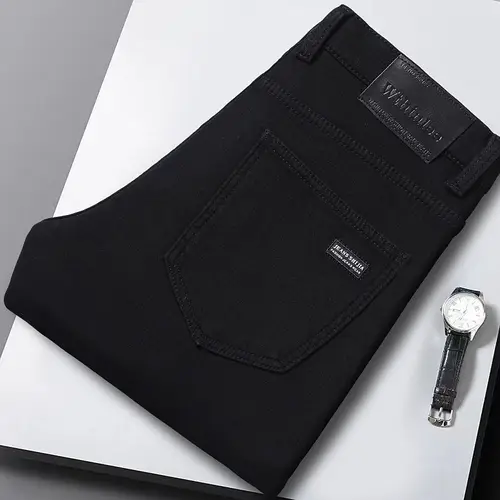 Wthinlee, nuevos pantalones vaqueros de negocios para hombres, pantalones vaqueros informales rectos elásticos a la moda, pantalones vaqueros clásicos azules y negros para trabajo, ropa de marca masculina