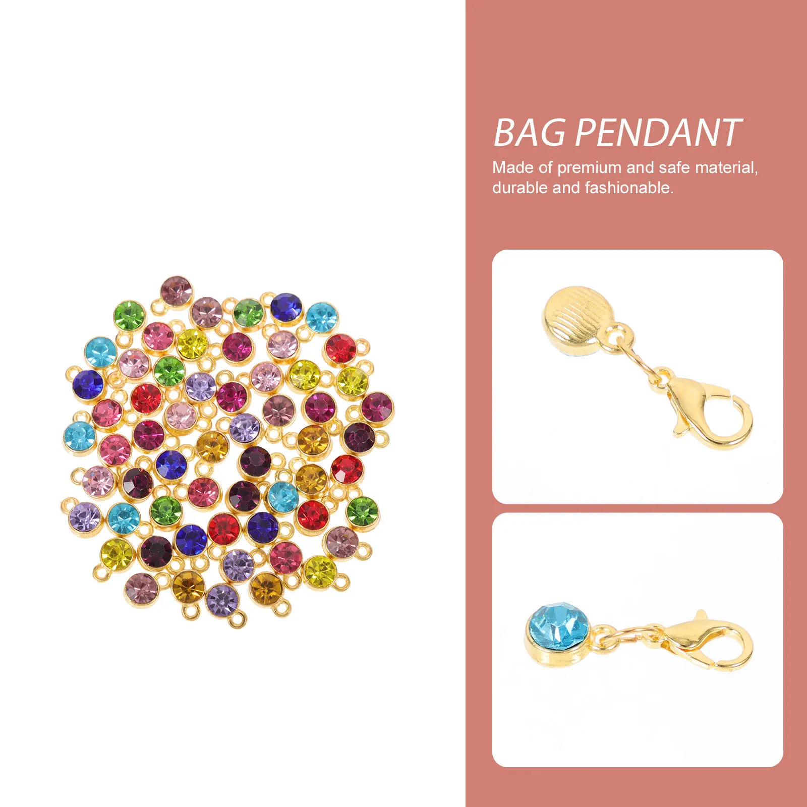 

60 комплектов, подвеска с камнем и кристаллами, брелок для ключей из сплава, подвесной шарм, ожерелье «сделай сам», серьги, принадлежности, подвеска для сумки, креативная подвесная сумка